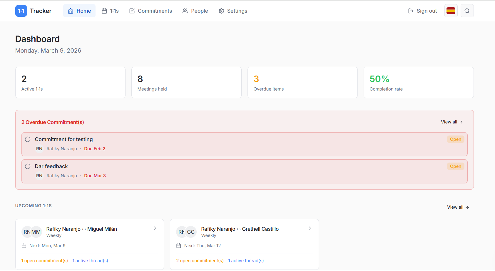 Zigmeet: Sistema Web para Gestión de Tareas y Reuniones 1:1