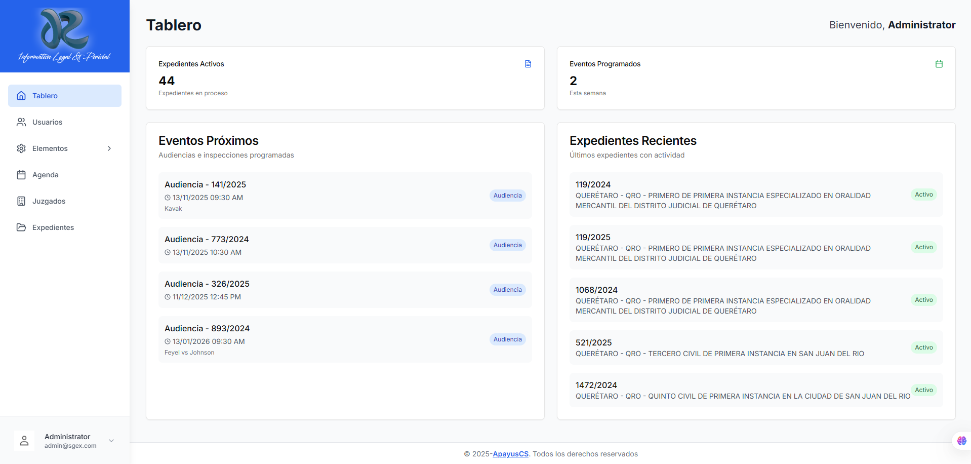 SIGEX-Sistema de Gestión de Expedientes Fiscales